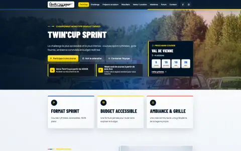 Page d’accueil du site Twin’Cup Sprint